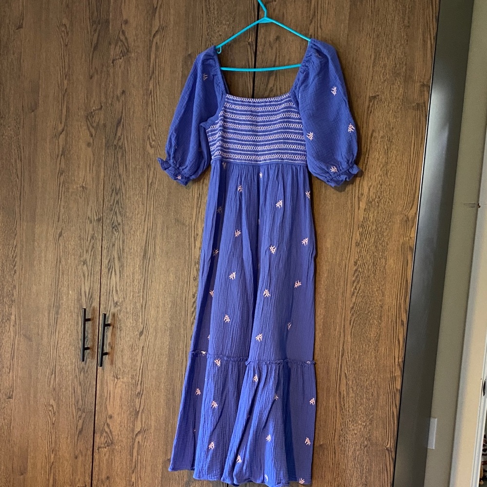 In Bloom Royal Blue Dress with Stitch Detail